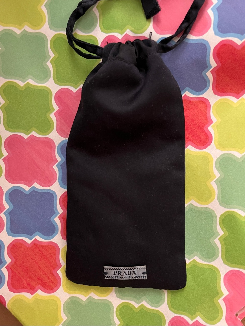PRADA Black Silk Drawstring Sunglass Glasses Accessory Pouch